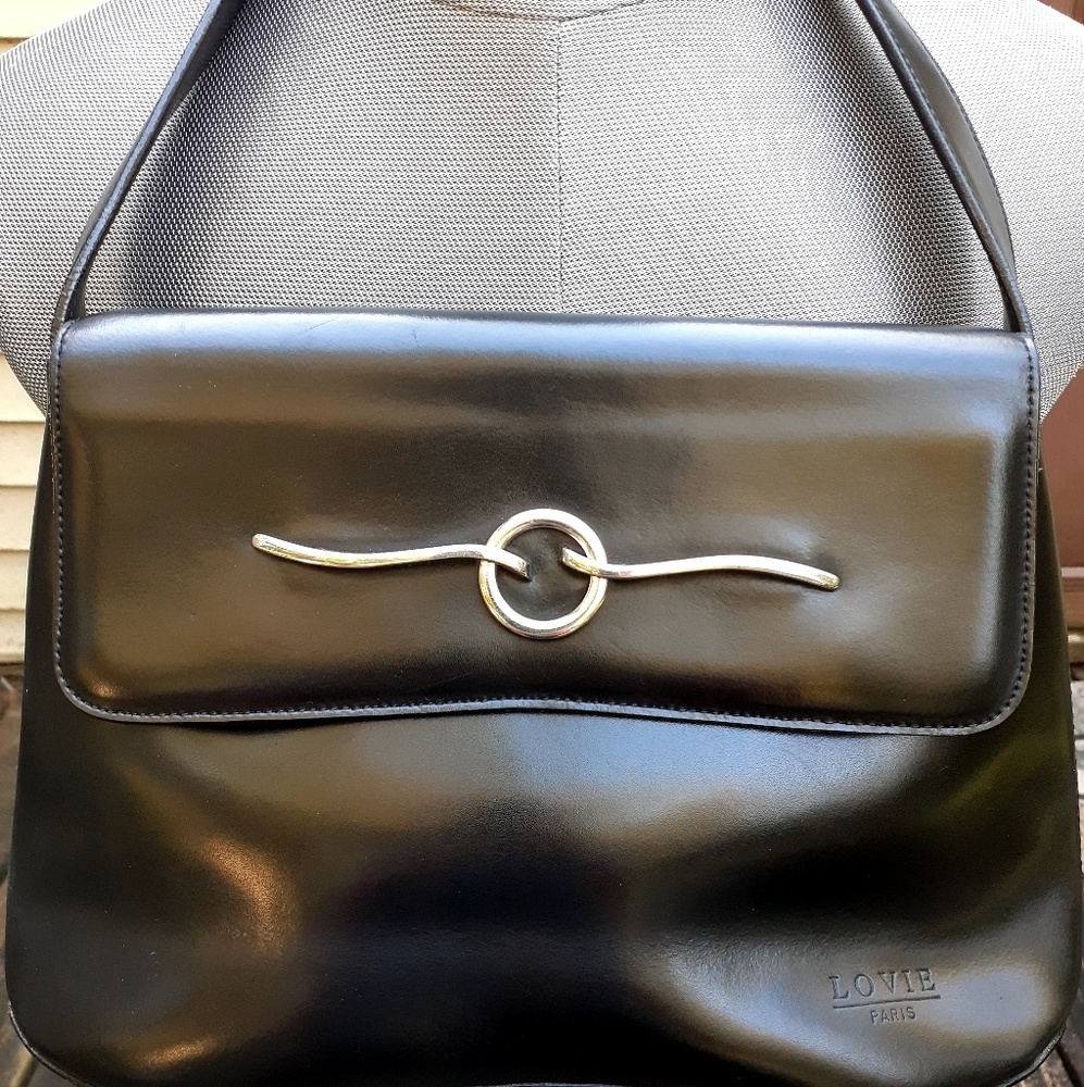 Fabulous Vintage Lovie black leather handbag